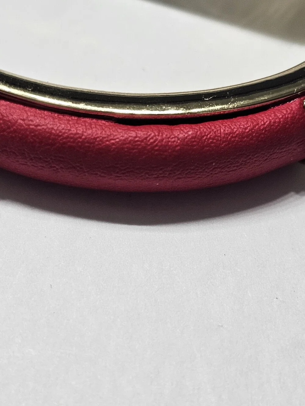 NWT Chunky Gold Red Leather & Beaded Statement Cuff Bracelet